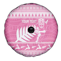 New Zealand Christmas Rugby Personalised Spare Tire Cover Meri Kirihimete All Black Maori Pink Version LT14 - Polynesian Pride
