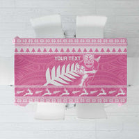 New Zealand Christmas Rugby Personalised Tablecloth Meri Kirihimete All Black Maori Pink Version LT14 Pink - Polynesian Pride