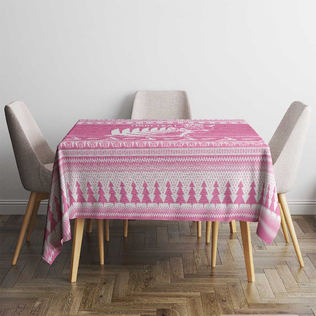New Zealand Christmas Rugby Personalised Tablecloth Meri Kirihimete All Black Maori Pink Version LT14 - Polynesian Pride