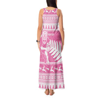 New Zealand Christmas Rugby Personalised Tank Maxi Dress Meri Kirihimete All Black Maori Pink Version LT14 - Polynesian Pride