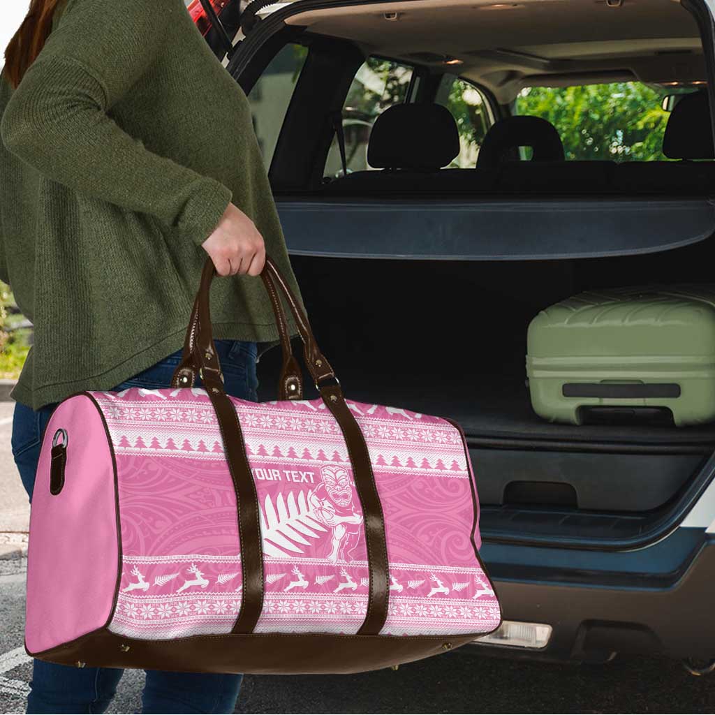 New Zealand Christmas Rugby Personalised Travel Bag Meri Kirihimete All Black Maori Pink Version LT14 - Polynesian Pride