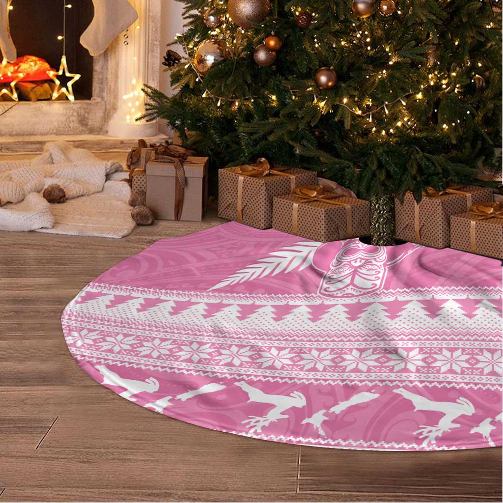 New Zealand Christmas Rugby Tree Skirt Meri Kirihimete All Black Maori Pink Version LT14 - Polynesian Pride