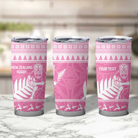 New Zealand Christmas Rugby Personalised Tumbler Cup Meri Kirihimete All Black Maori Pink Version LT14 - Polynesian Pride