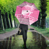 New Zealand Christmas Rugby Personalised Umbrella Meri Kirihimete All Black Maori Pink Version LT14 - Polynesian Pride