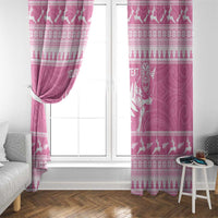 New Zealand Christmas Rugby Personalised Window Curtain Meri Kirihimete All Black Maori Pink Version LT14 - Polynesian Pride