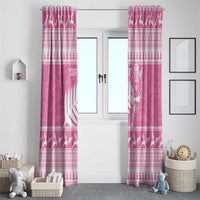 New Zealand Christmas Rugby Personalised Window Curtain Meri Kirihimete All Black Maori Pink Version LT14 - Polynesian Pride