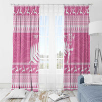 New Zealand Christmas Rugby Personalised Window Curtain Meri Kirihimete All Black Maori Pink Version LT14 - Polynesian Pride