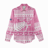 New Zealand Christmas Rugby Personalised Women Casual Shirt Meri Kirihimete All Black Maori Pink Version - Polynesian Pride