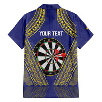 Personalised Niue Darts Family Matching Off The Shoulder Long Sleeve Dress and Hawaiian Shirt Dart Board Hiapo Pattern LT14 - Polynesian Pride