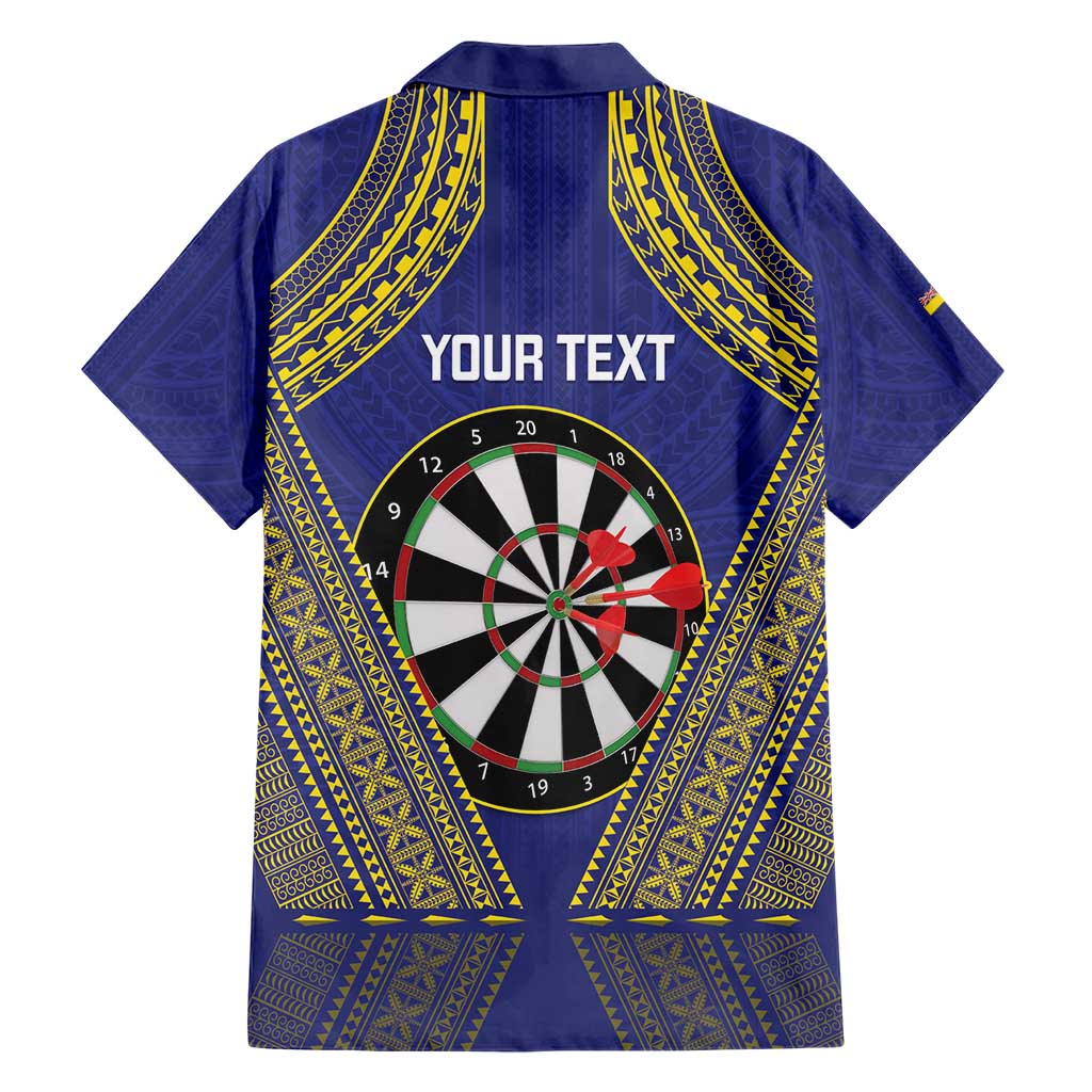 Personalised Niue Darts Family Matching Short Sleeve Bodycon Dress and Hawaiian Shirt Dart Board Hiapo Pattern LT14 - Polynesian Pride