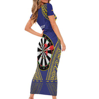 Personalised Niue Darts Family Matching Short Sleeve Bodycon Dress and Hawaiian Shirt Dart Board Hiapo Pattern LT14 - Polynesian Pride