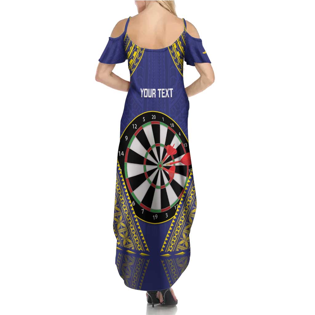 Personalised Niue Darts Family Matching Summer Maxi Dress and Hawaiian Shirt Dart Board Hiapo Pattern LT14 - Polynesian Pride