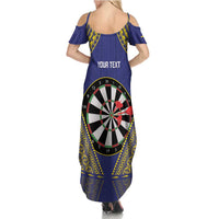 Personalised Niue Darts Family Matching Summer Maxi Dress and Hawaiian Shirt Dart Board Hiapo Pattern LT14 - Polynesian Pride