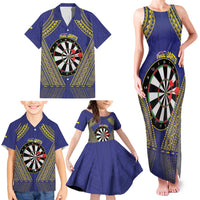 Personalised Niue Darts Family Matching Tank Maxi Dress and Hawaiian Shirt Dart Board Hiapo Pattern LT14 - Polynesian Pride