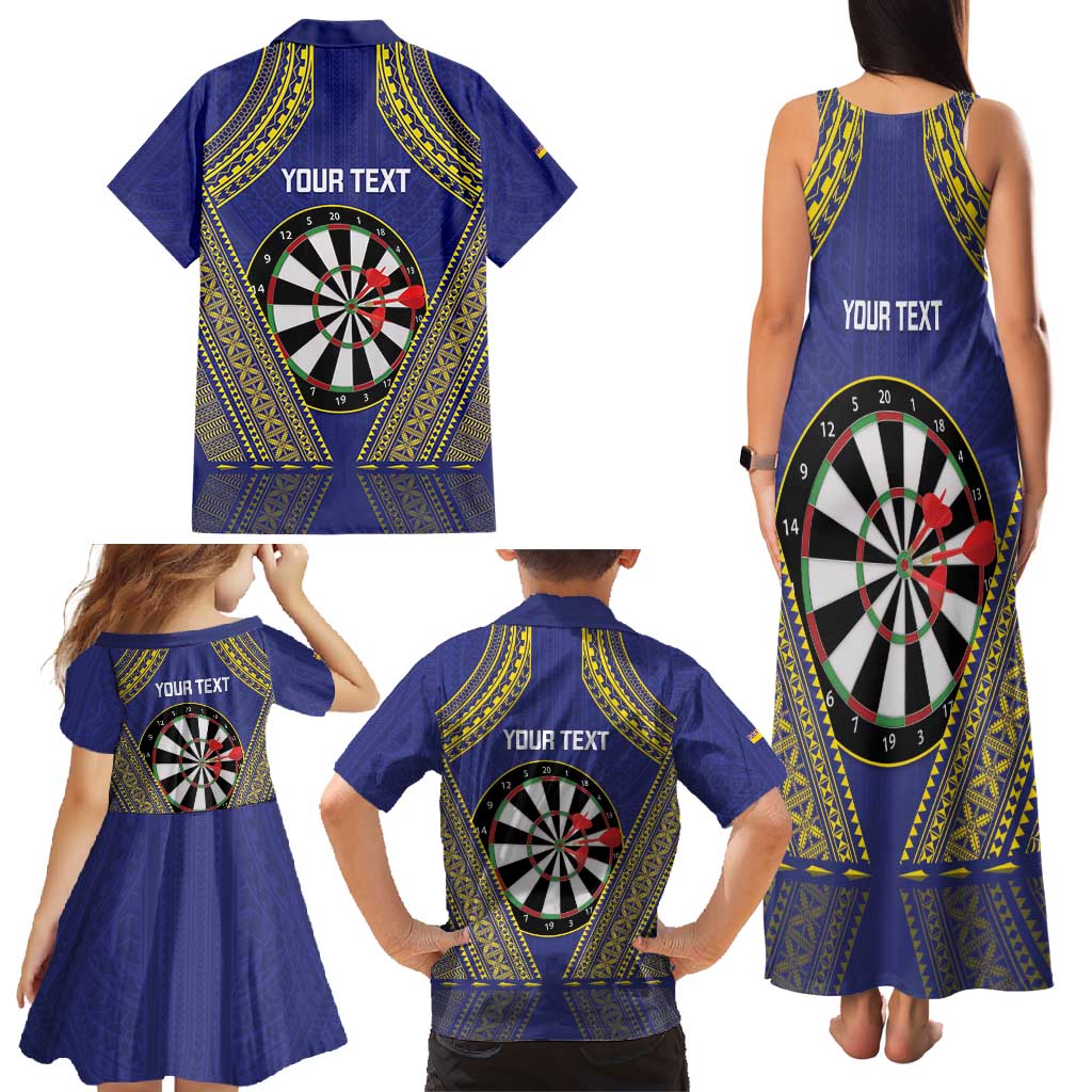 Personalised Niue Darts Family Matching Tank Maxi Dress and Hawaiian Shirt Dart Board Hiapo Pattern LT14 - Polynesian Pride
