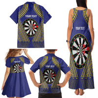 Personalised Niue Darts Family Matching Tank Maxi Dress and Hawaiian Shirt Dart Board Hiapo Pattern LT14 - Polynesian Pride