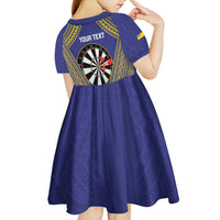 Personalised Niue Darts Kid Short Sleeve Dress Dart Board Hiapo Pattern LT14 - Polynesian Pride