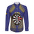 Personalised Niue Darts Long Sleeve Button Shirt Dart Board Hiapo Pattern - Polynesian Pride