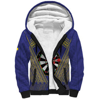 Personalised Niue Darts Sherpa Hoodie Dart Board Hiapo Pattern LT14 Unisex Blue - Polynesian Pride