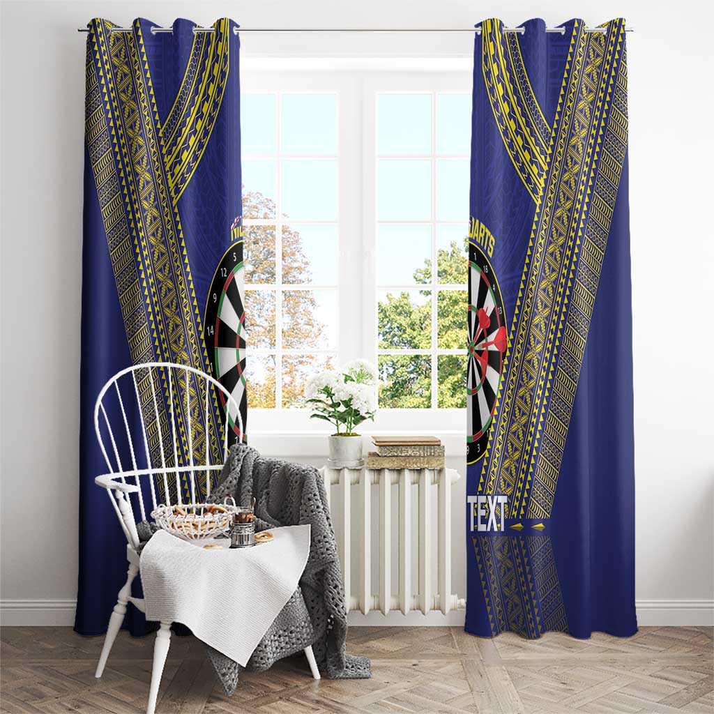 Personalised Niue Darts Window Curtain Dart Board Hiapo Pattern - Polynesian Pride