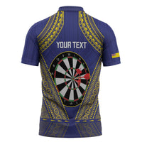 Personalised Niue Darts Zipper Polo Shirt Dart Board Hiapo Pattern LT14 - Polynesian Pride
