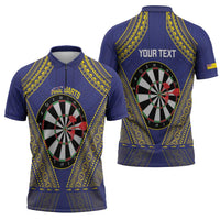 Personalised Niue Darts Zipper Polo Shirt Dart Board Hiapo Pattern LT14 - Polynesian Pride