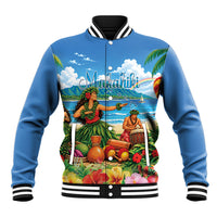 Hawaii Makahiki Baseball Jacket Hawaiian New Year Tropical Vibes LT14 Unisex Blue - Polynesian Pride