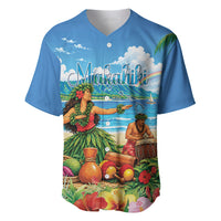 Hawaii Makahiki Baseball Jersey Hawaiian New Year Tropical Vibes LT14 Blue - Polynesian Pride