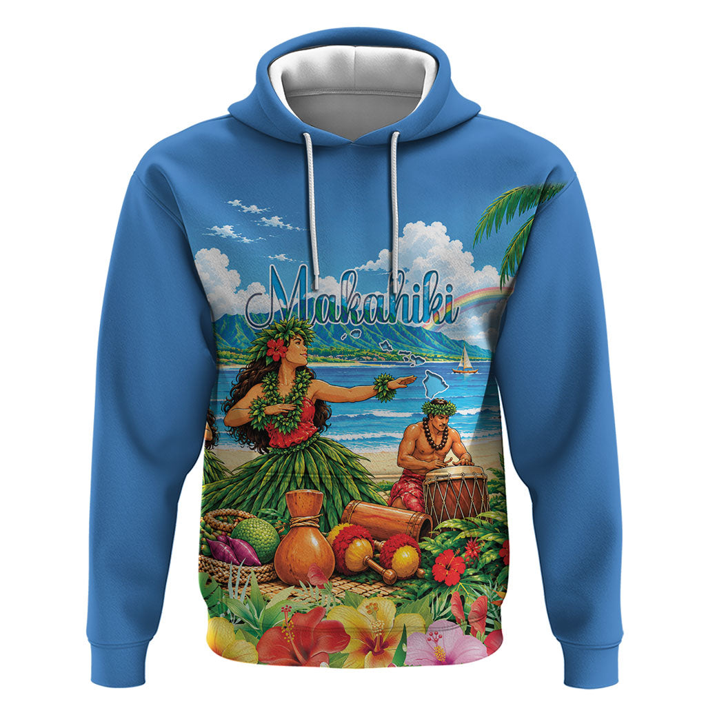 Hawaii Makahiki Hoodie Hawaiian New Year Tropical Vibes LT14 Pullover Hoodie Blue - Polynesian Pride