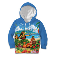 Hawaii Makahiki Kid Hoodie Hawaiian New Year Tropical Vibes LT14 Hoodie Blue - Polynesian Pride