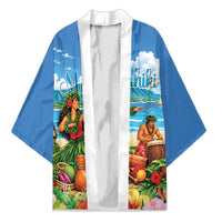 Hawaii Makahiki Kimono Hawaiian New Year Tropical Vibes LT14 Unisex Blue - Polynesian Pride
