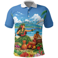 Hawaii Makahiki Polo Shirt Hawaiian New Year Tropical Vibes LT14 Blue - Polynesian Pride