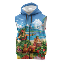 Hawaii Makahiki Sleeveless Zip Hoodie Hawaiian New Year Tropical Vibes LT14 Blue - Polynesian Pride