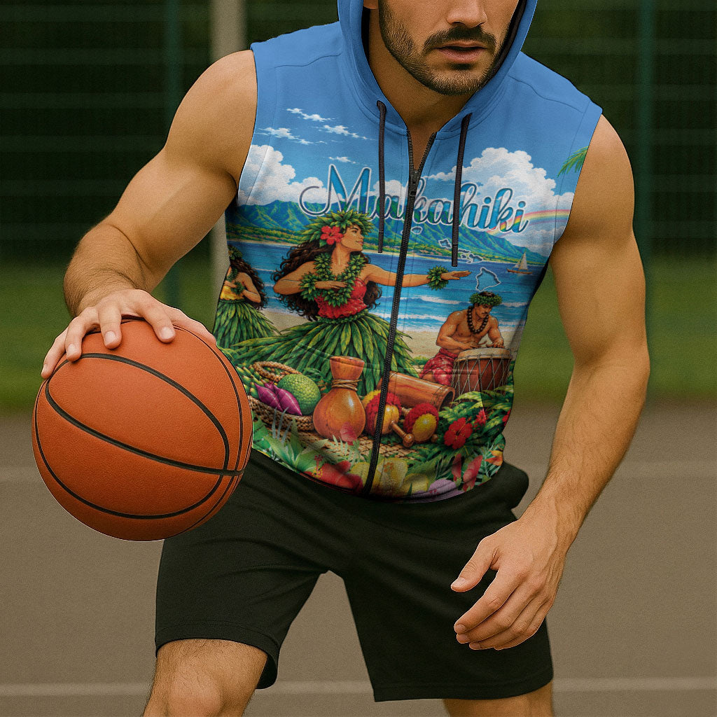 Hawaii Makahiki Sleeveless Zip Hoodie Hawaiian New Year Tropical Vibes LT14 - Polynesian Pride