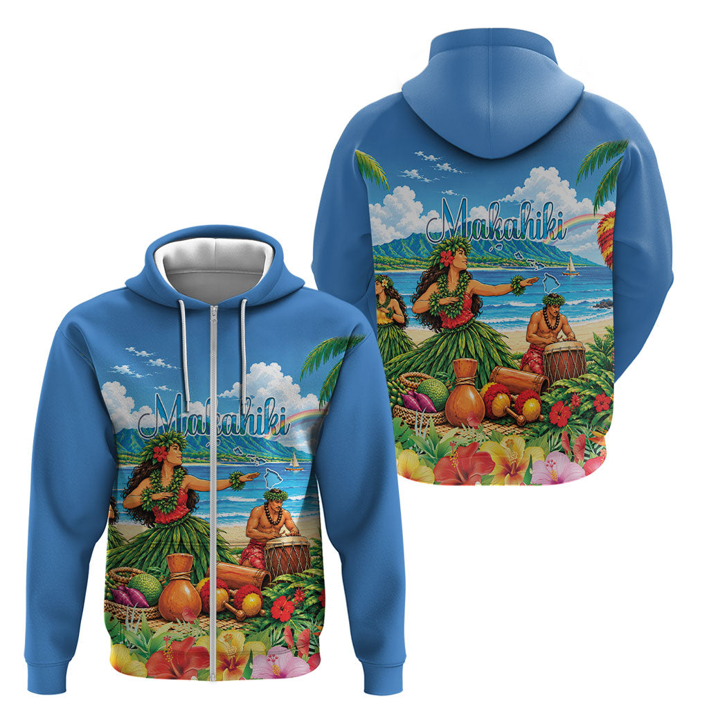 Hawaii Makahiki Zip Hoodie Hawaiian New Year Tropical Vibes LT14 - Polynesian Pride