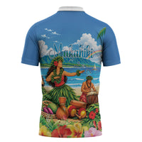 Hawaii Makahiki Zipper Polo Shirt Hawaiian New Year Tropical Vibes LT14 - Polynesian Pride