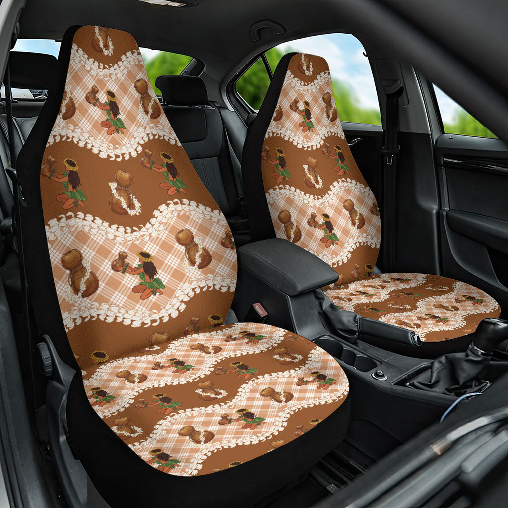 Ipu Heke Hawaii Makahiki Car Seat Cover Hawaiian Puakenikeni Lei Hula Girl Palaka Motifs LT14 One Size Brown - Polynesian Pride