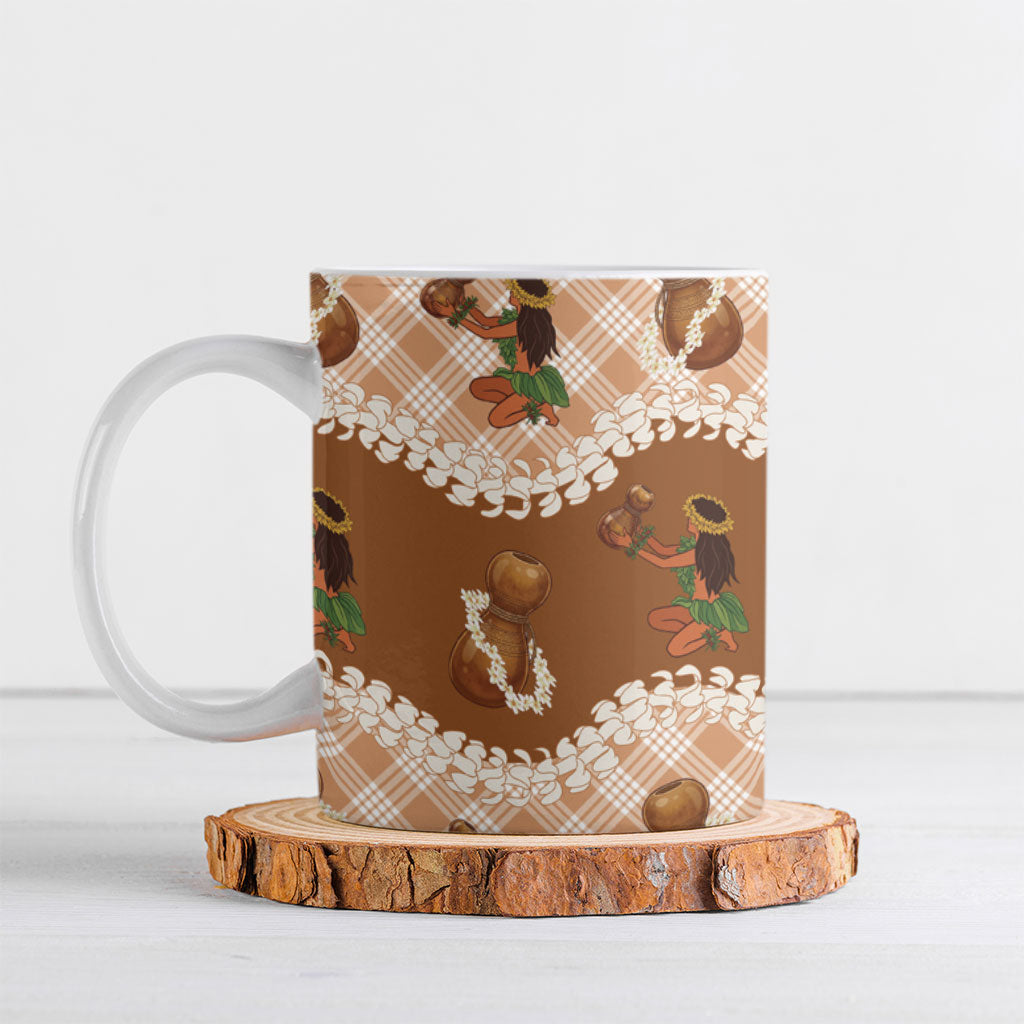 Ipu Heke Hawaii Makahiki Ceramic Mug Hawaiian Puakenikeni Lei Hula Girl Palaka Motifs