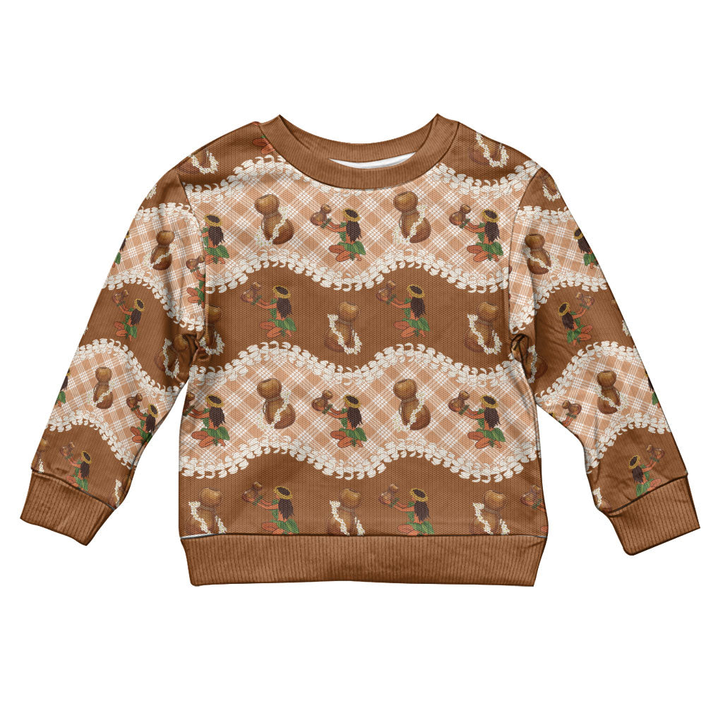 Ipu Heke Hawaii Makahiki Kid Ugly Christmas Sweater Hawaiian Puakenikeni Lei Hula Girl Palaka Motifs