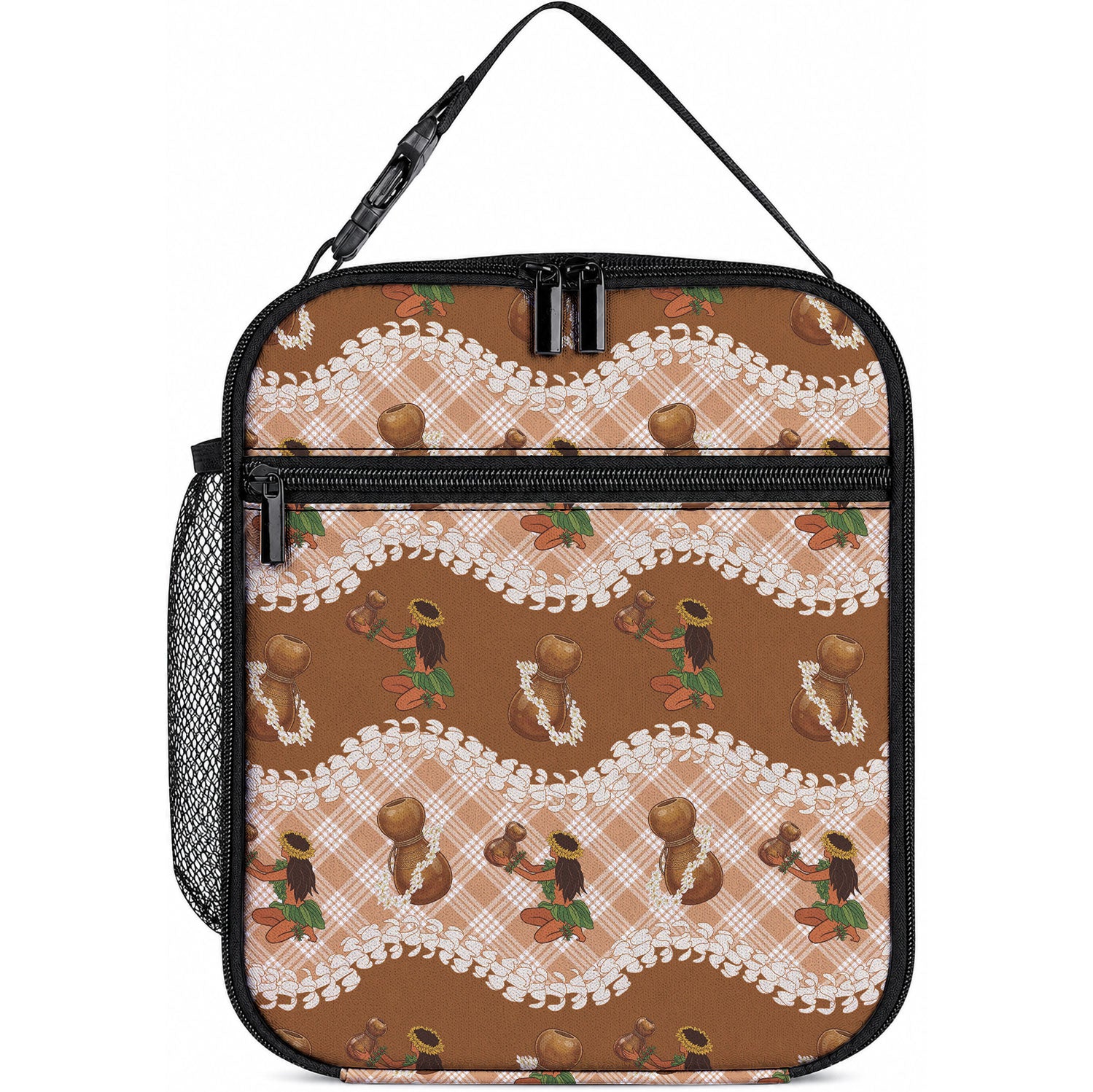 Ipu Heke Hawaii Makahiki Lunch Bag Hawaiian Puakenikeni Lei Hula Girl Palaka Motifs