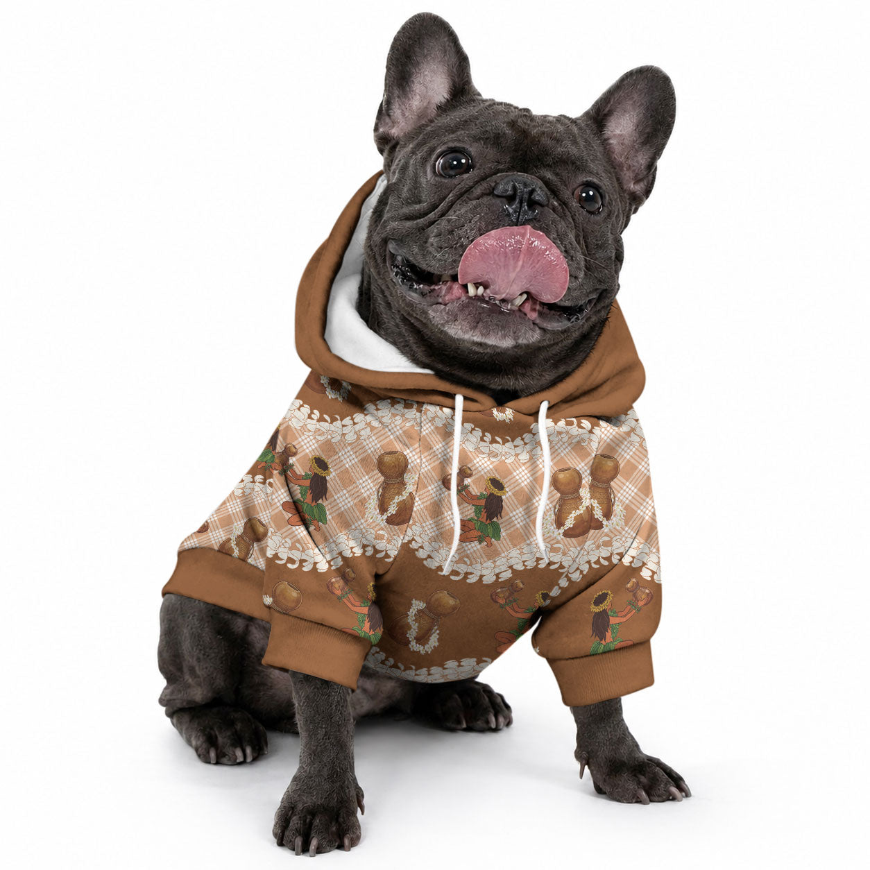 Ipu Heke Hawaii Makahiki Pet Hoodie Hawaiian Puakenikeni Lei Hula Girl Palaka Motifs LT14 - Polynesian Pride