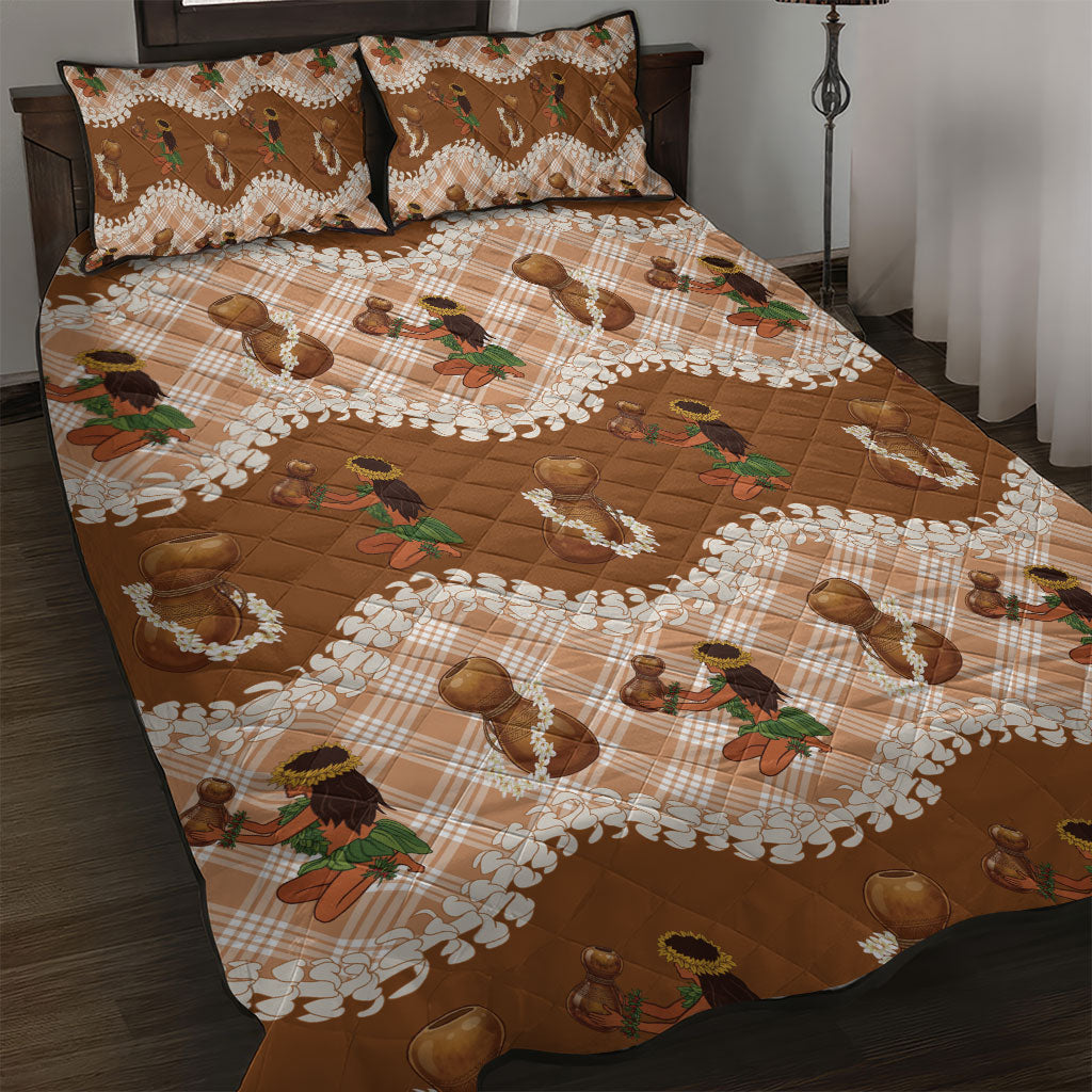 Ipu Heke Hawaii Makahiki Quilt Bed Set Hawaiian Puakenikeni Lei Hula Girl Palaka Motifs