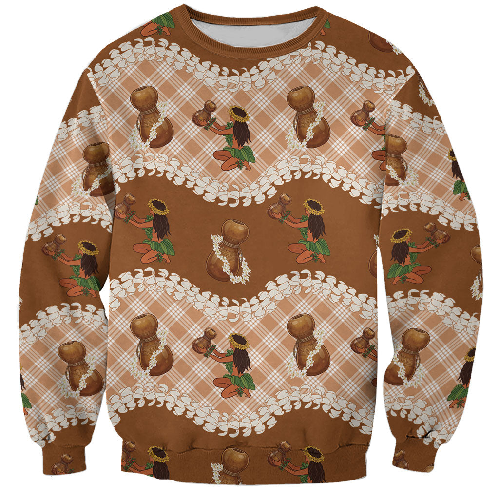 Ipu Heke Hawaii Makahiki Sweatshirt Hawaiian Puakenikeni Lei Hula Girl Palaka Motifs