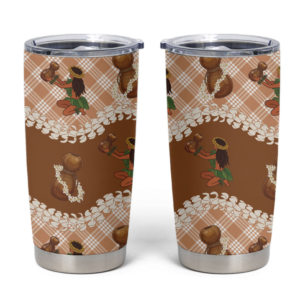 Ipu Heke Hawaii Makahiki Tumbler Cup Hawaiian Puakenikeni Lei Hula Girl Palaka Motifs