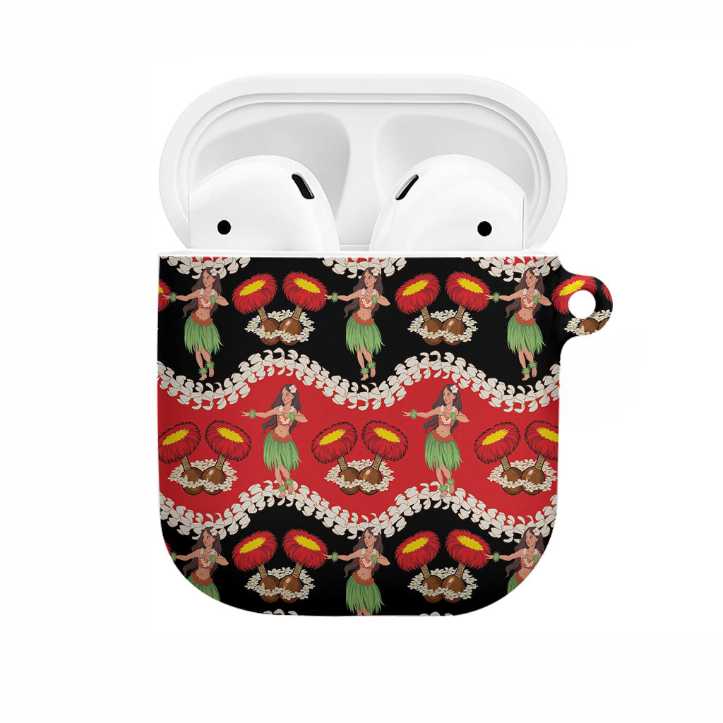 Uliuli Hawaii Makahiki AirPods Case Hawaiian Puakenikeni Lei Hula Girl Red Version