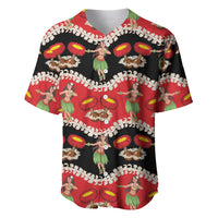 Uliuli Hawaii Makahiki Baseball Jersey Hawaiian Puakenikeni Lei Hula Girl Red Version LT14 Red - Polynesian Pride