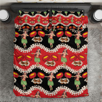 Uliuli Hawaii Makahiki Bedding Set Hawaiian Puakenikeni Lei Hula Girl Red Version LT14 Red - Polynesian Pride