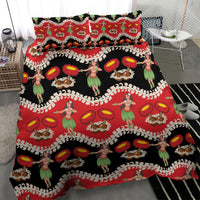 Uliuli Hawaii Makahiki Bedding Set Hawaiian Puakenikeni Lei Hula Girl Red Version LT14 - Polynesian Pride