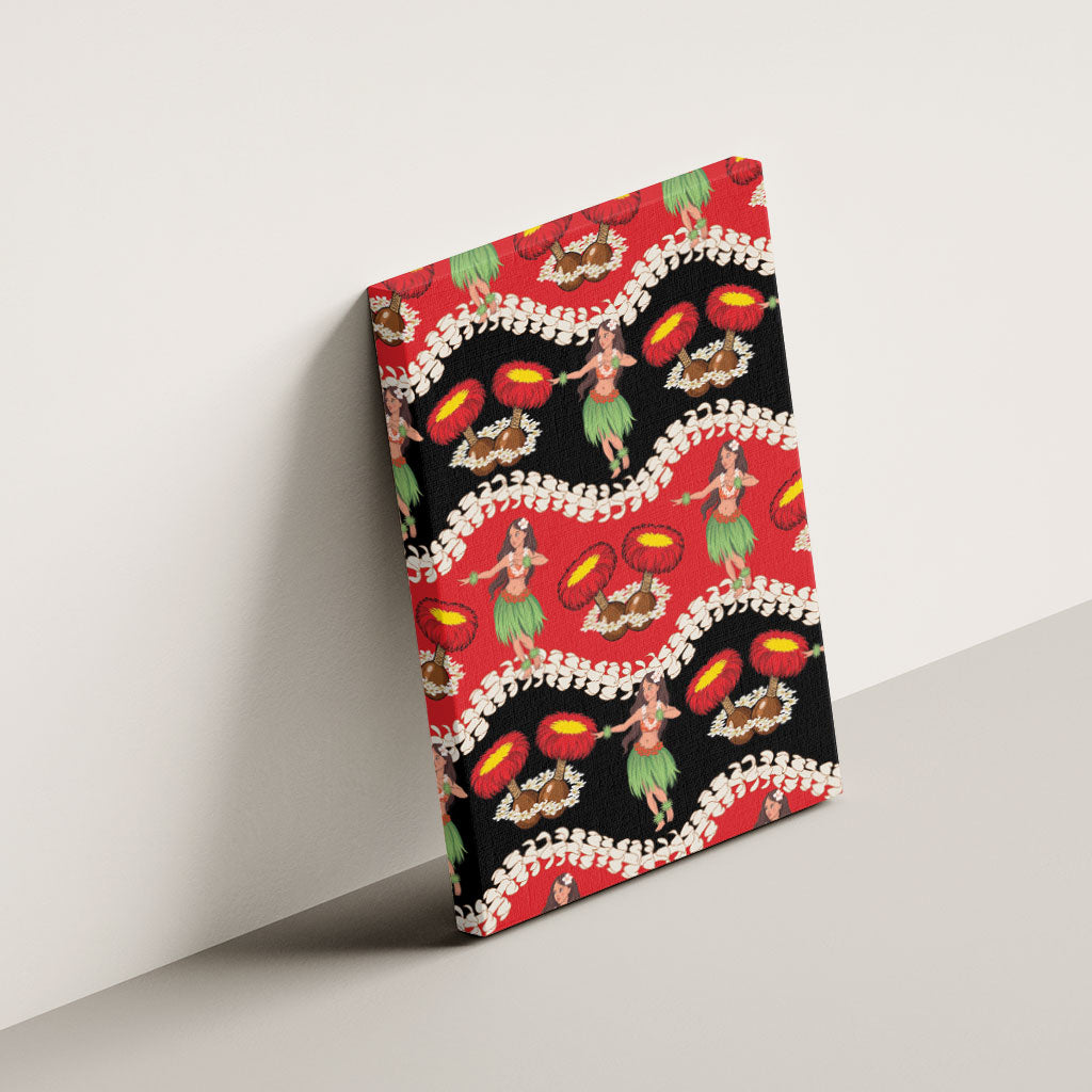 Uliuli Hawaii Makahiki Canvas Wall Art Hawaiian Puakenikeni Lei Hula Girl Red Version LT14 - Polynesian Pride