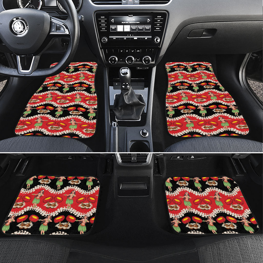 Uliuli Hawaii Makahiki Car Mats Hawaiian Puakenikeni Lei Hula Girl Red Version LT14 Set 4pcs Red - Polynesian Pride